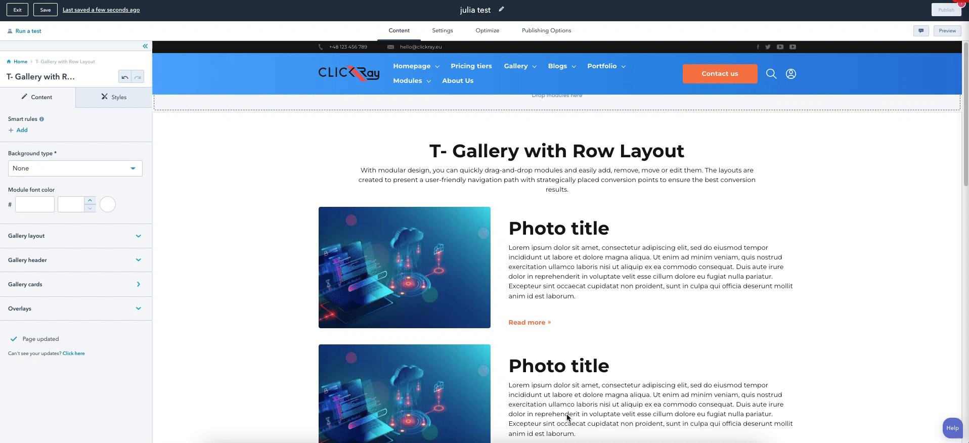 T- Gallery with Row Layout